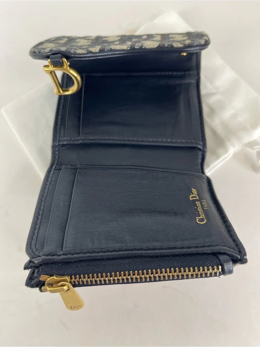 Christian Dior Saddle Wallet With Dust Bag